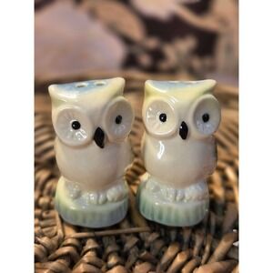 Cute Ceramic Owl Salt Pepper Shakers Set Kitchen Decor Vintage Cracker Barrel